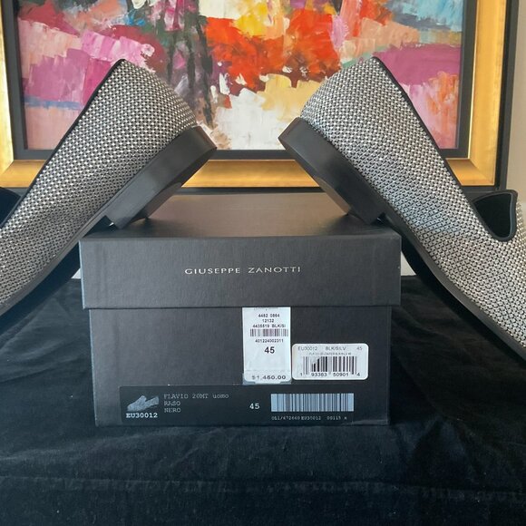 $1,450 Giuseppe Zanotti Men\'s Flavio 20 Rhinestone-Embellished Loafer Blk & Silv main image 10